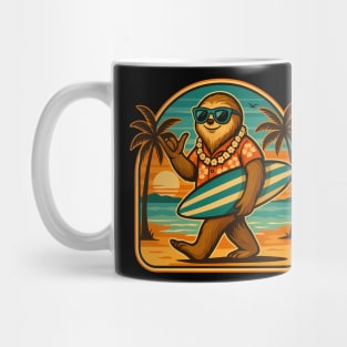 Sloth aloha Hawaiian beach surfing Mug